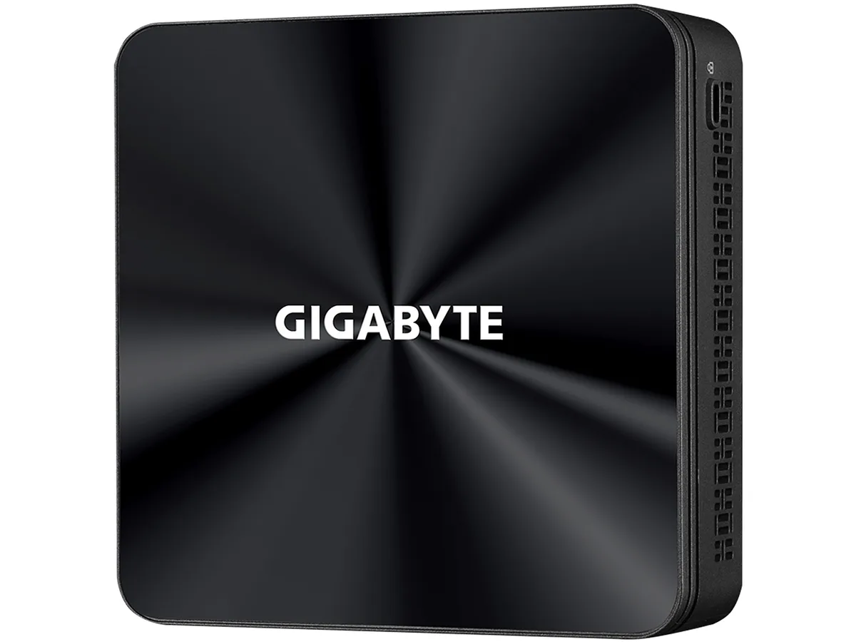 Small square black barebone mini PC, compact booksize chassis