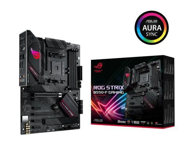 Black ATX motherboard with grey heatsinks and ROG branding