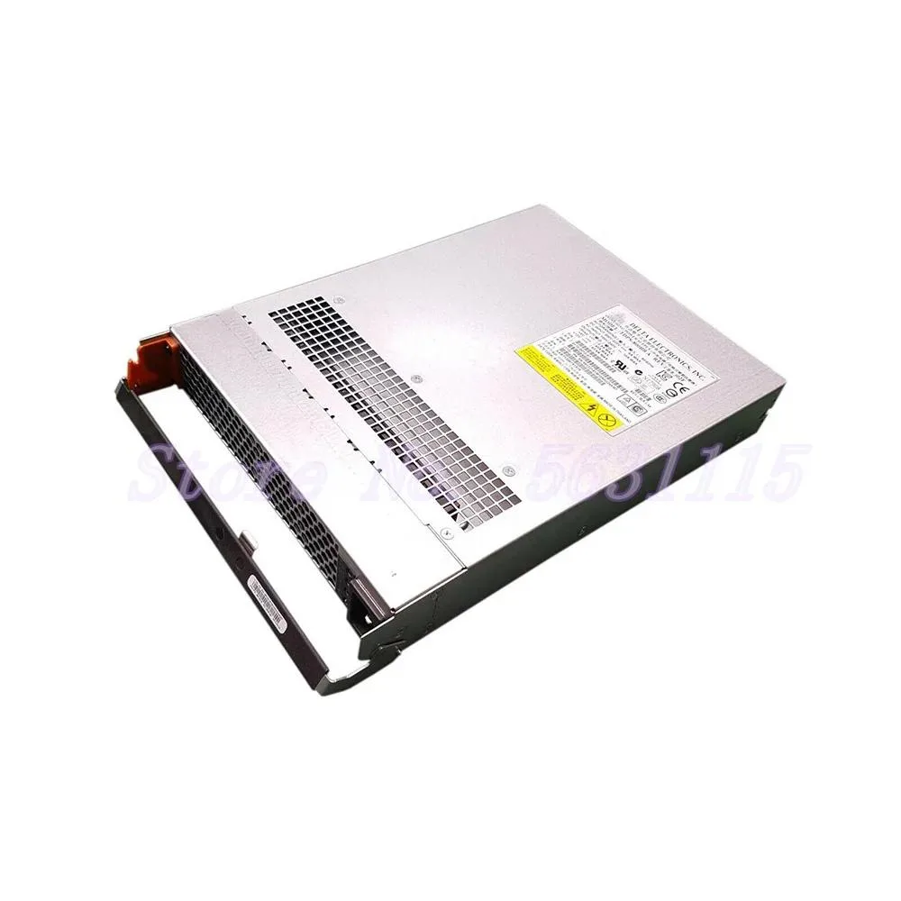 Rectangular silver ATX power supply unit with rear fan grille and side label