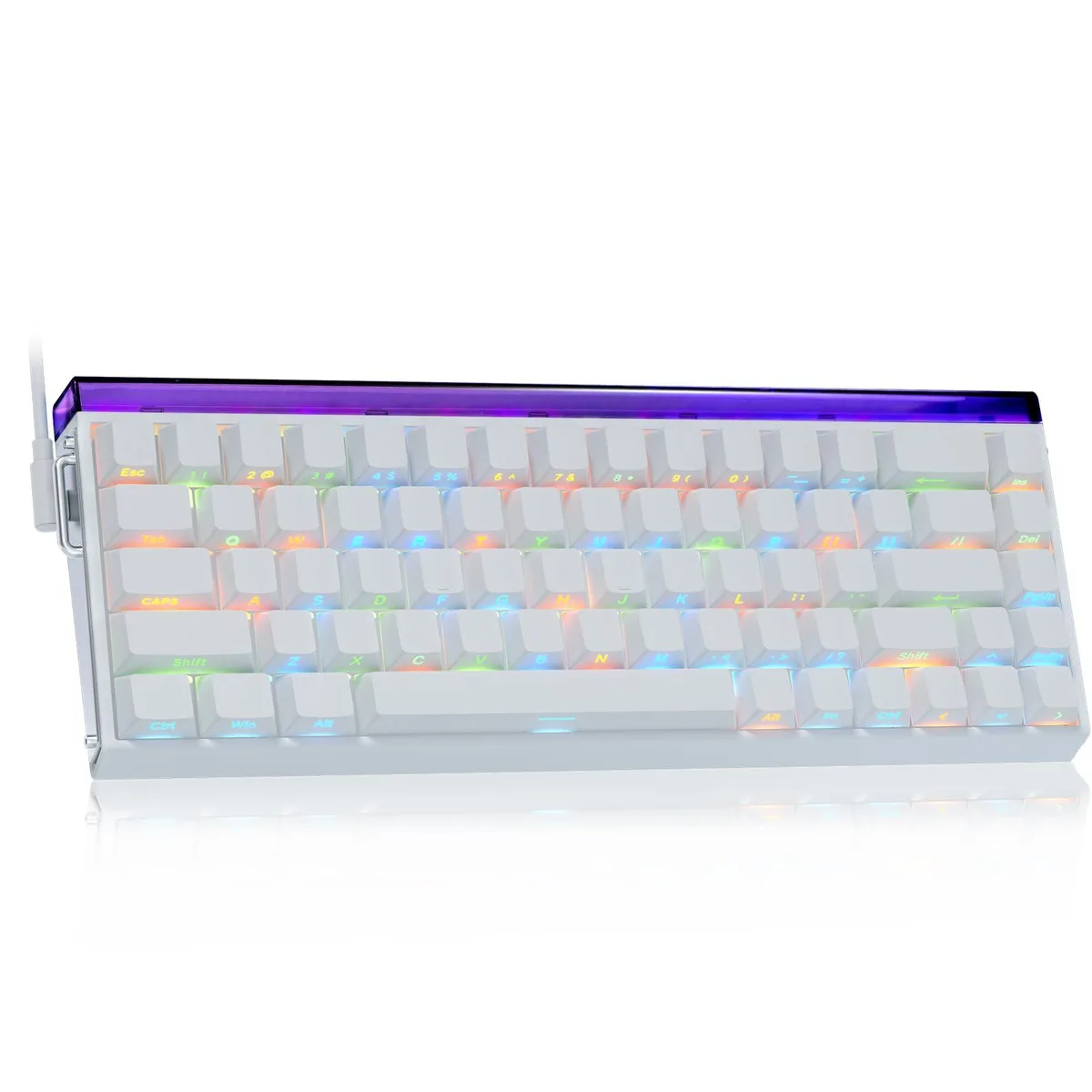Compact black 60 percent wired keyboard with 68 keys and side-printed PBT keycaps