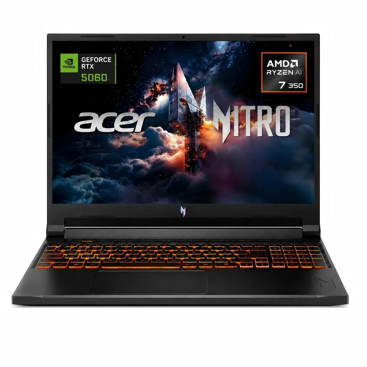 Silver 16-inch gaming laptop with matte finish and thin bezels