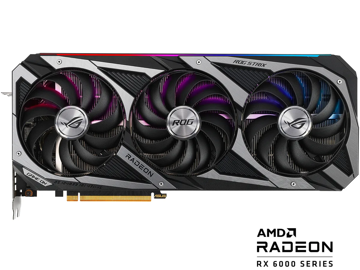Triple-fan graphics card with silver shroud and backplate