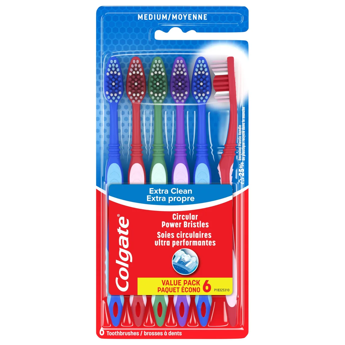 Colgate Extra Clean Medium Toothbrush 6 Pack — product photo