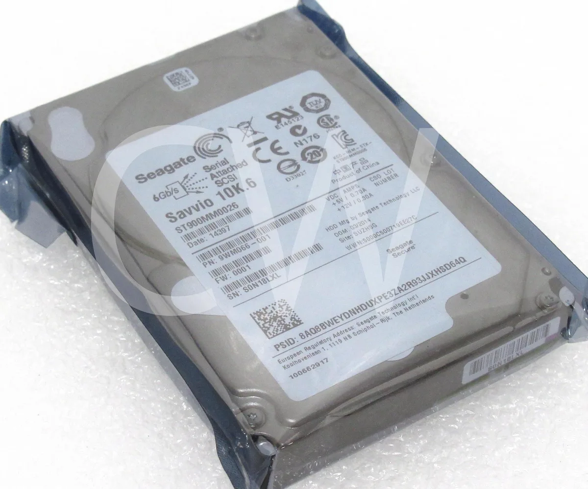Silver 2.5 inch SAS hard drive with green circuit board visible