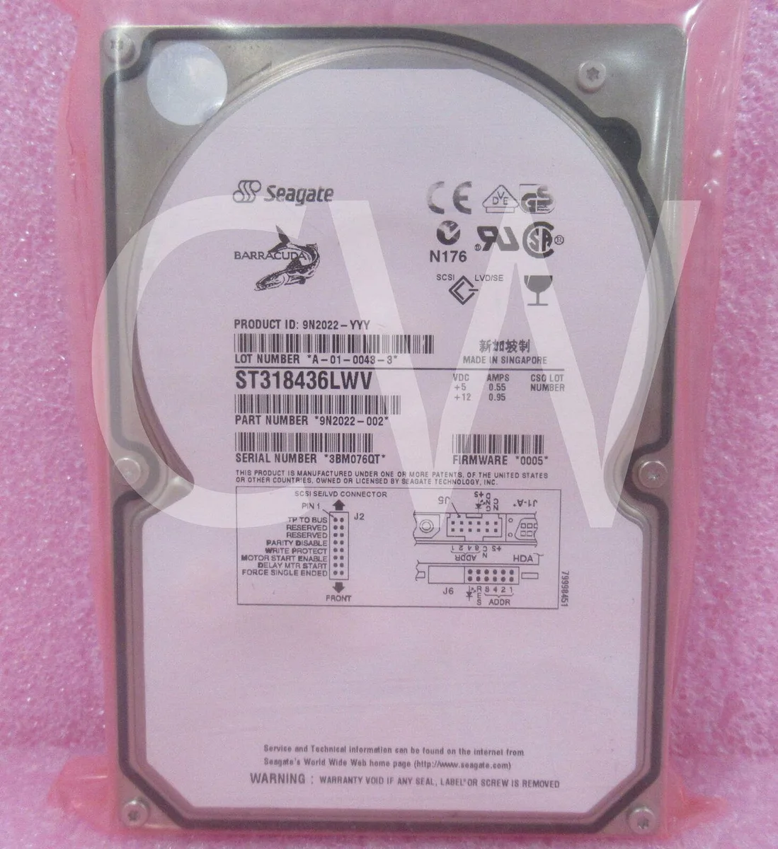 Silver 3.5 inch internal hard drive with 68-pin SCSI connector