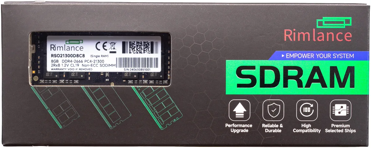 RIMLANCE RIMLANCE 8GB 1.2V DDR4 2666MHz PC4-21300 SODIMM 2RX8 laptop RAM — 商品照片