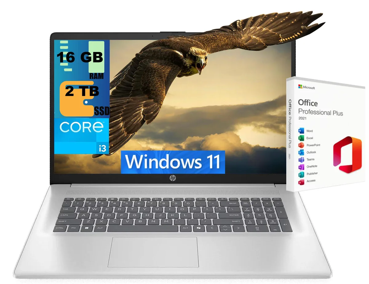 HP HP 17 laptop Intel Core i3-N305 16GB 2TB SSD 17.3 HD+ Silver — product photo