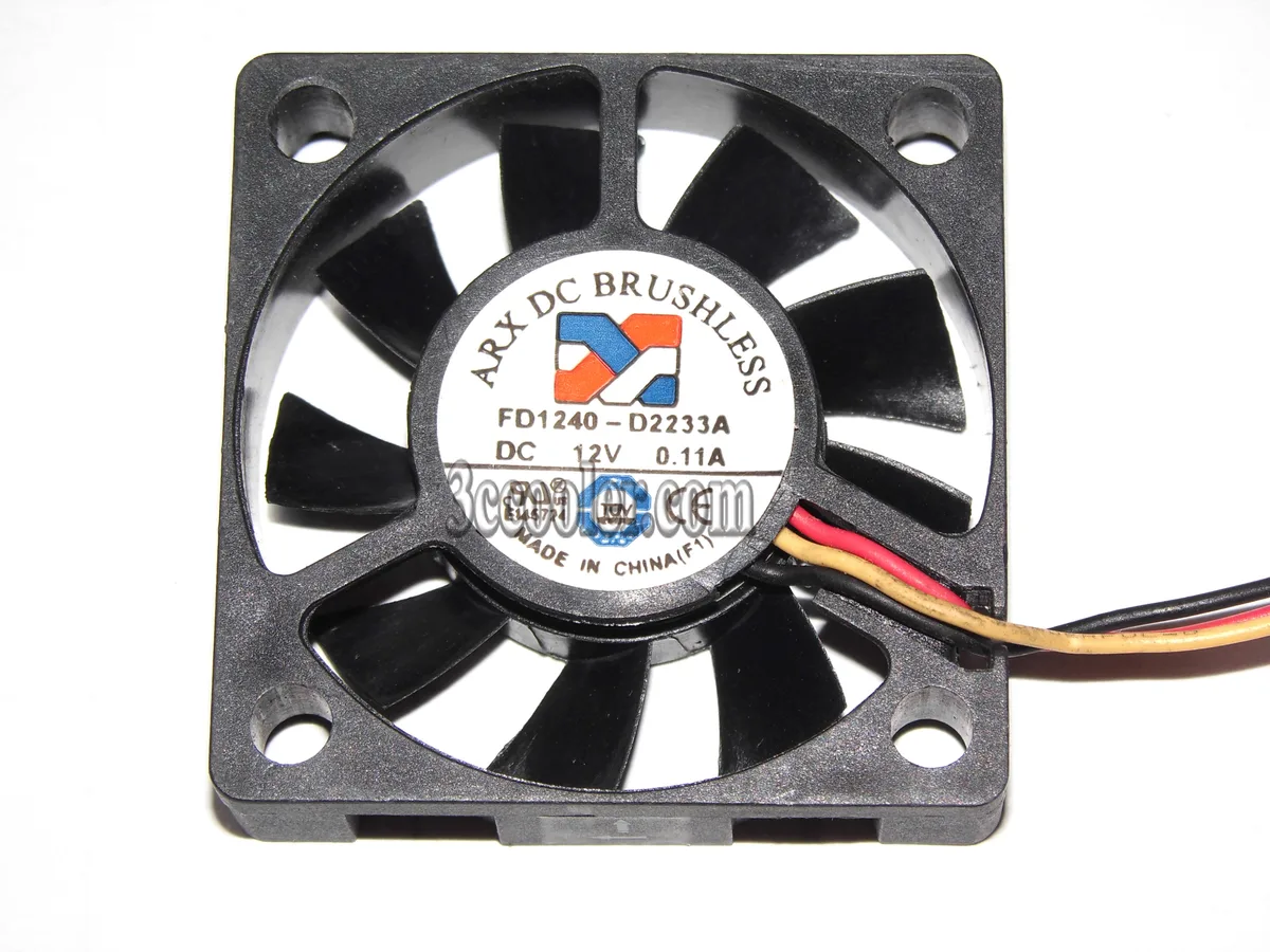 Small black 40mm square fan, 10mm thick, three-pin connector