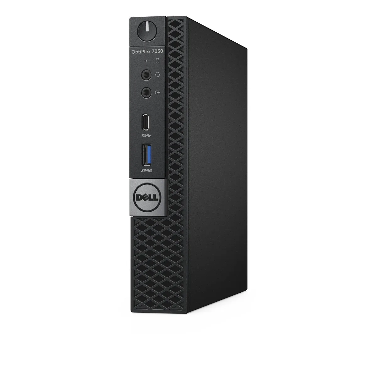 Small black rectangular desktop computer standing upright