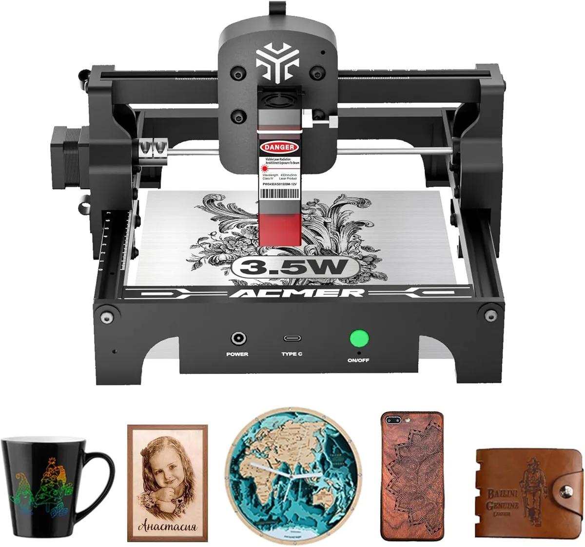 ACMER ACMER S1 3.5W Laser Engraver 130x130mm DIY Cutter Metal — Produktfoto