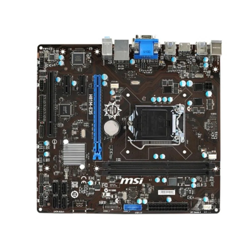 Green Micro ATX board with silver sockets and black heatsinks