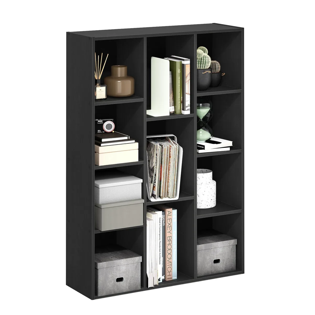 Furinno LUDER 11-Cube Bookcase 9.4 x 29.1 x 41.7 in Blackwood — 商品照片