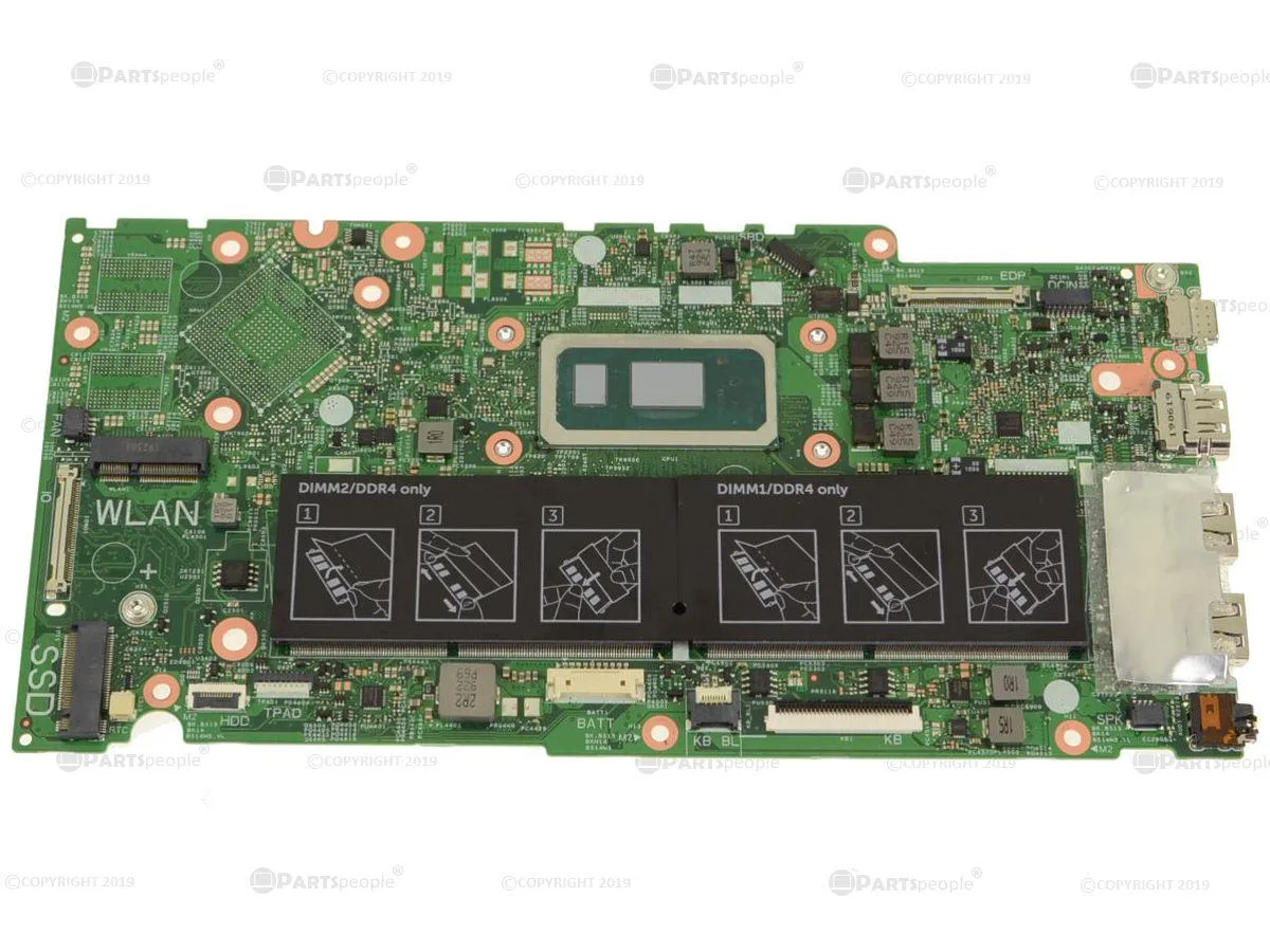 Green Dell motherboard with silver CPU socket and black components
