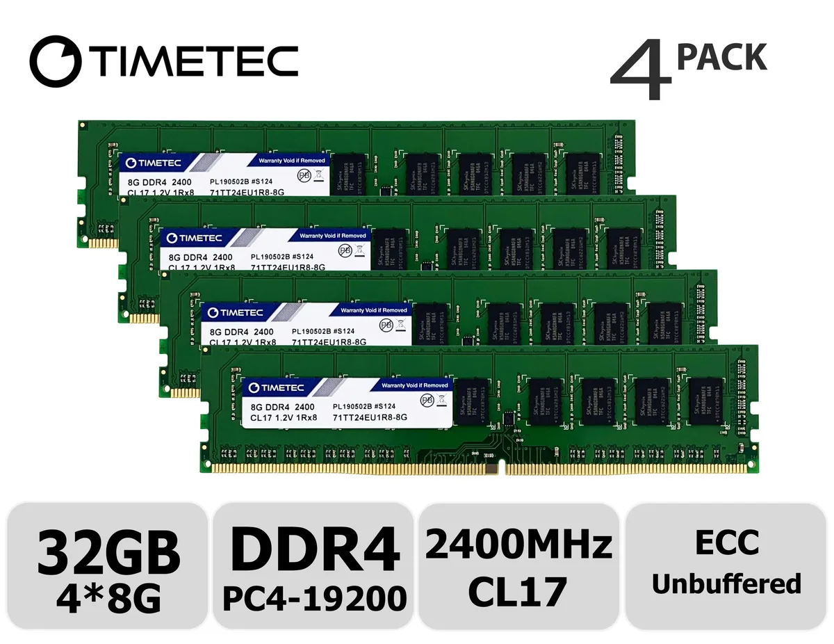 Timetec Timetec Hynix IC 32GB Kit 4x8GB DDR4 2400 ECC UDIMM CL17 1Rx8 — product photo