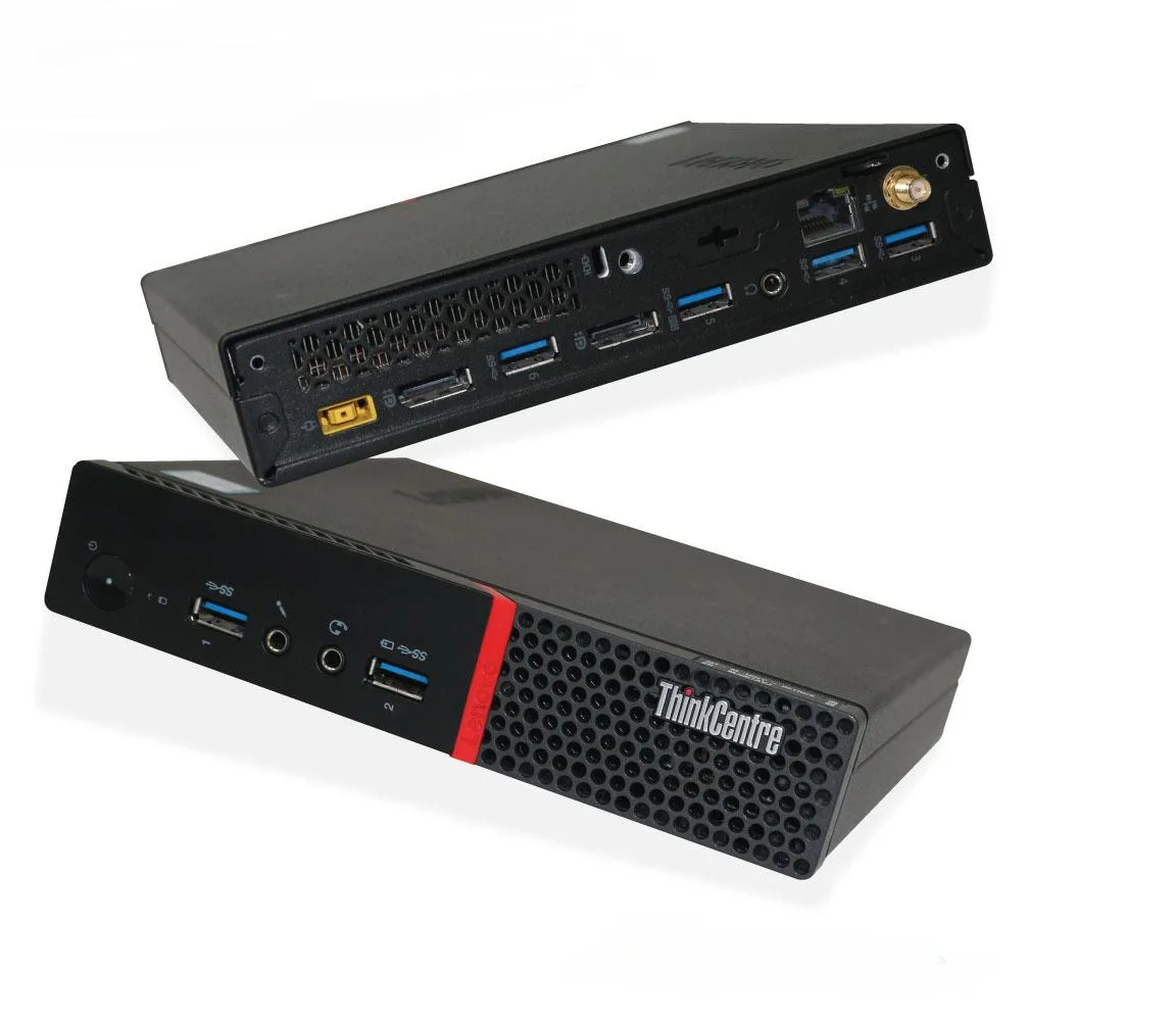 Small black Lenovo ThinkCentre M700 Tiny desktop PC