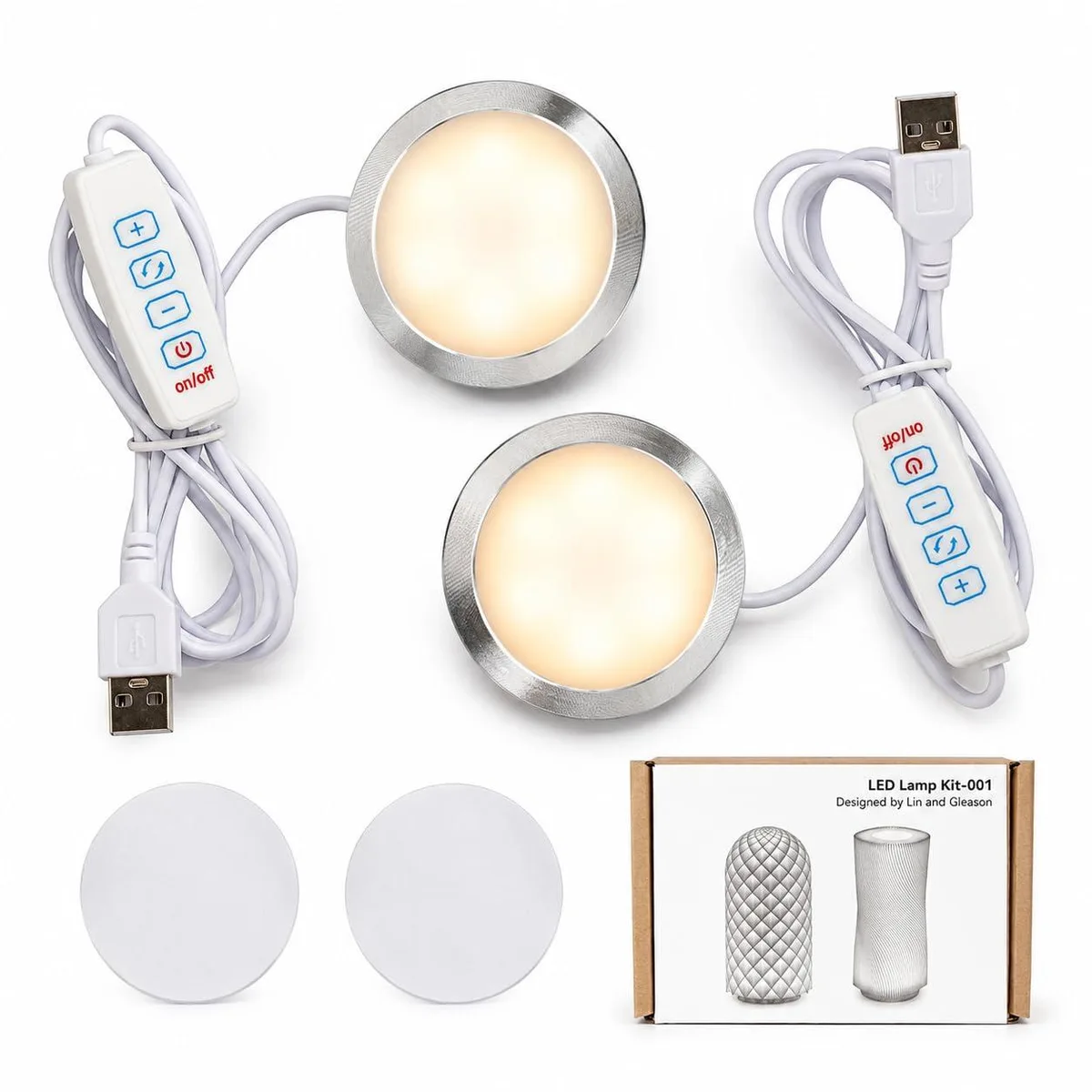 Two compact aluminium LED bars with 1.5m USB cable