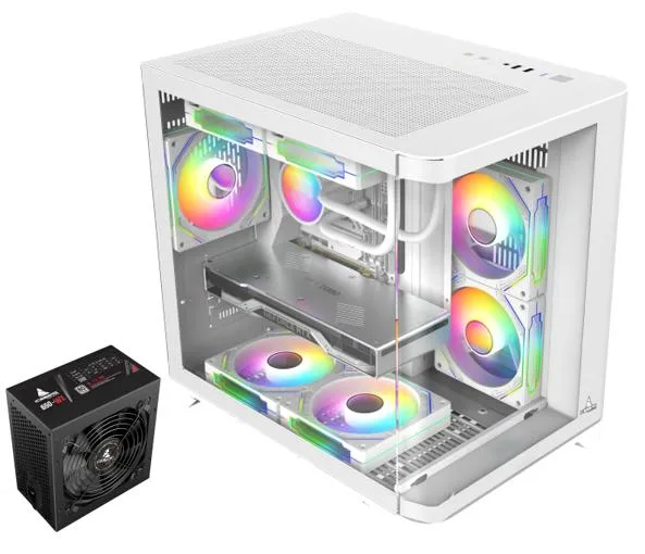Iceberg Iceberg Crystal Wave M WTH 650WX Micro ATX Cube Case White with 650W PSU — 商品写真