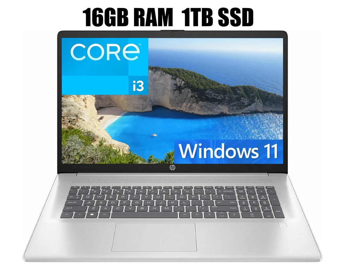 HP HP 17 laptop Intel Core i3-N305 16GB 1TB 17.3" FHD Silver — product photo