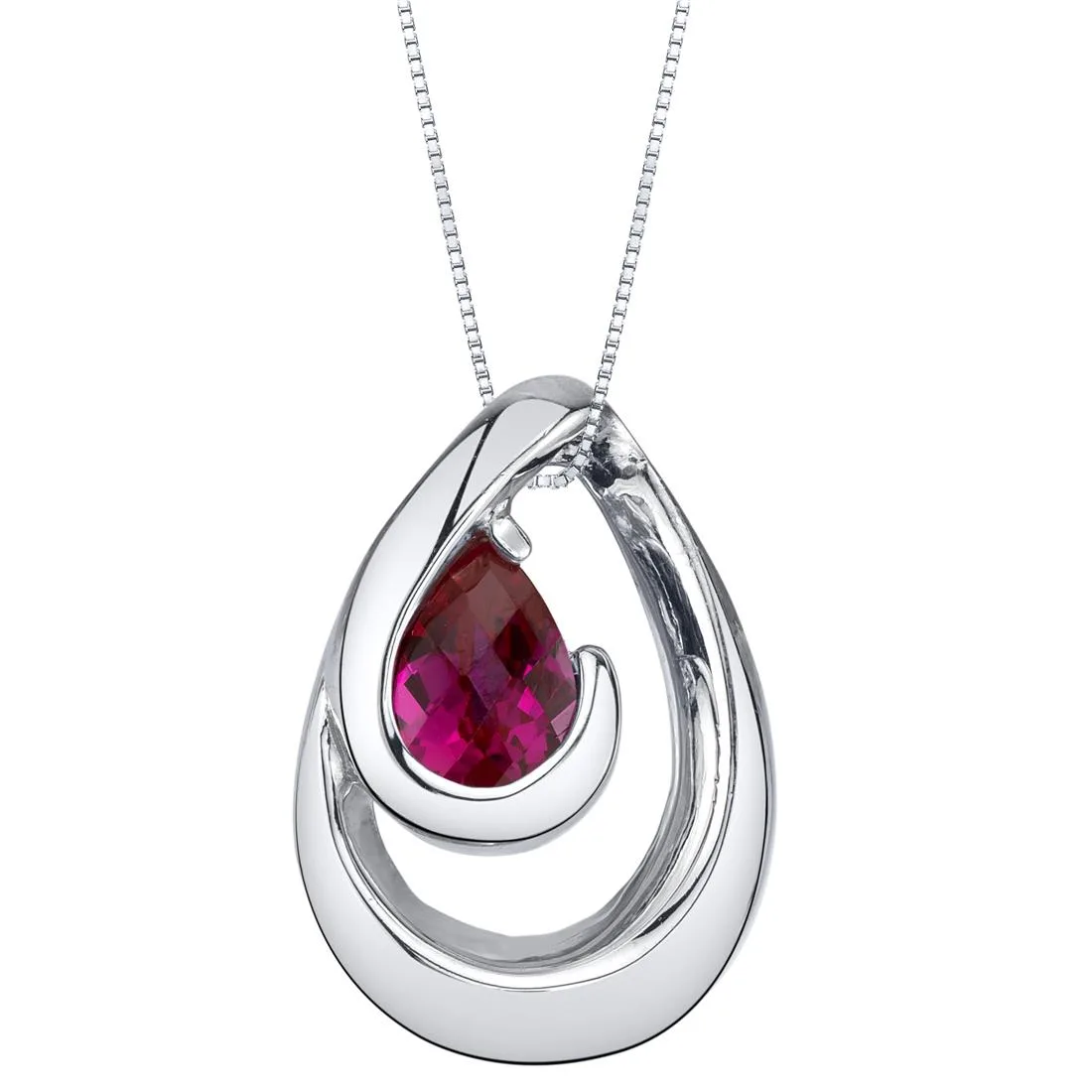 Oravo Oravo Created Ruby Sterling Silver Wave Pendant Necklace 18" .925 — foto do produto