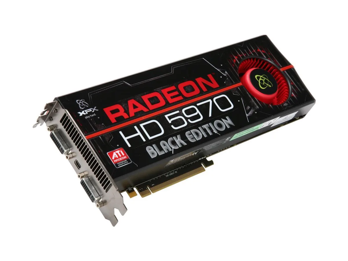 Dual-slot graphics card with black shroud and single fan