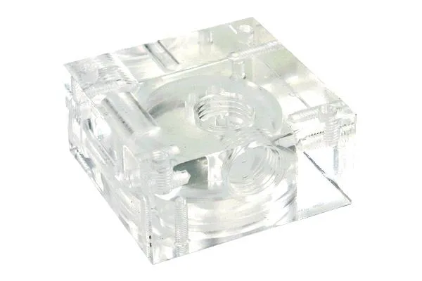 Clear acrylic pump top with side and top G1/4 ports for DC-LT pump