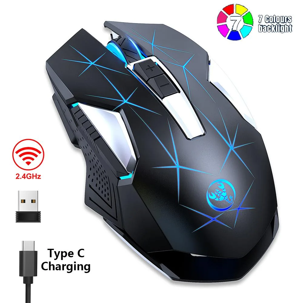 AUTYUE AUTYUE 2.4G RF Wireless Gaming Mouse 600mAh 7 Buttons 2400 DPI Black — fotografia produktu