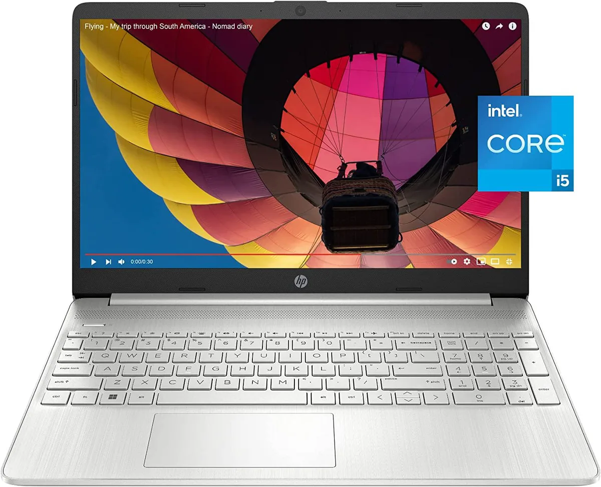 Silver 15.6 inch HP laptop thin micro-edge bezel design