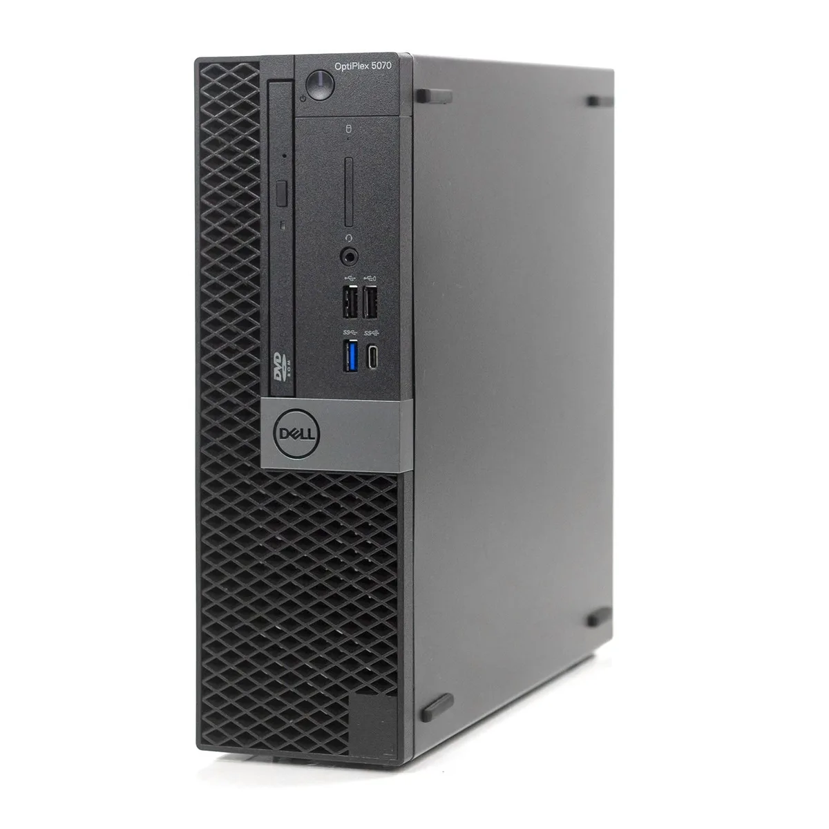 Small black rectangular Dell OptiPlex 5070 SFF desktop tower