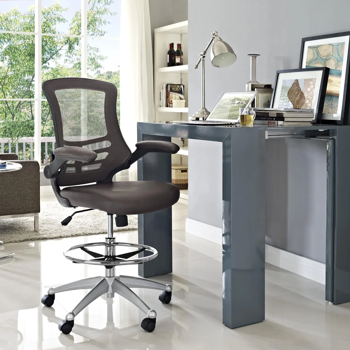 LexMod LexMod EEI-1422 Attainment Drafting Stool Brown 34 lb 330 lb capacity — fotografija proizvoda