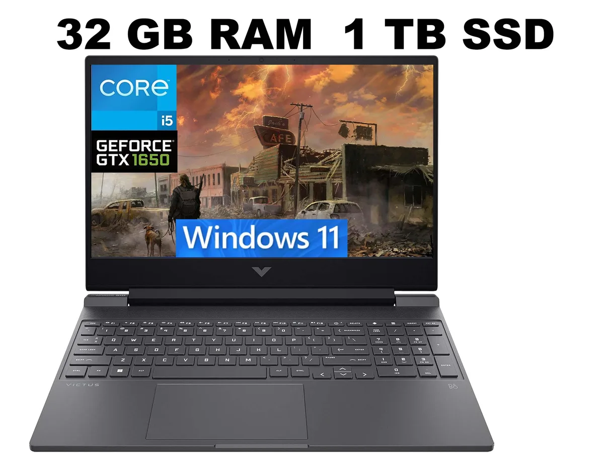Black 15.6 inch gaming laptop with backlit keyboard