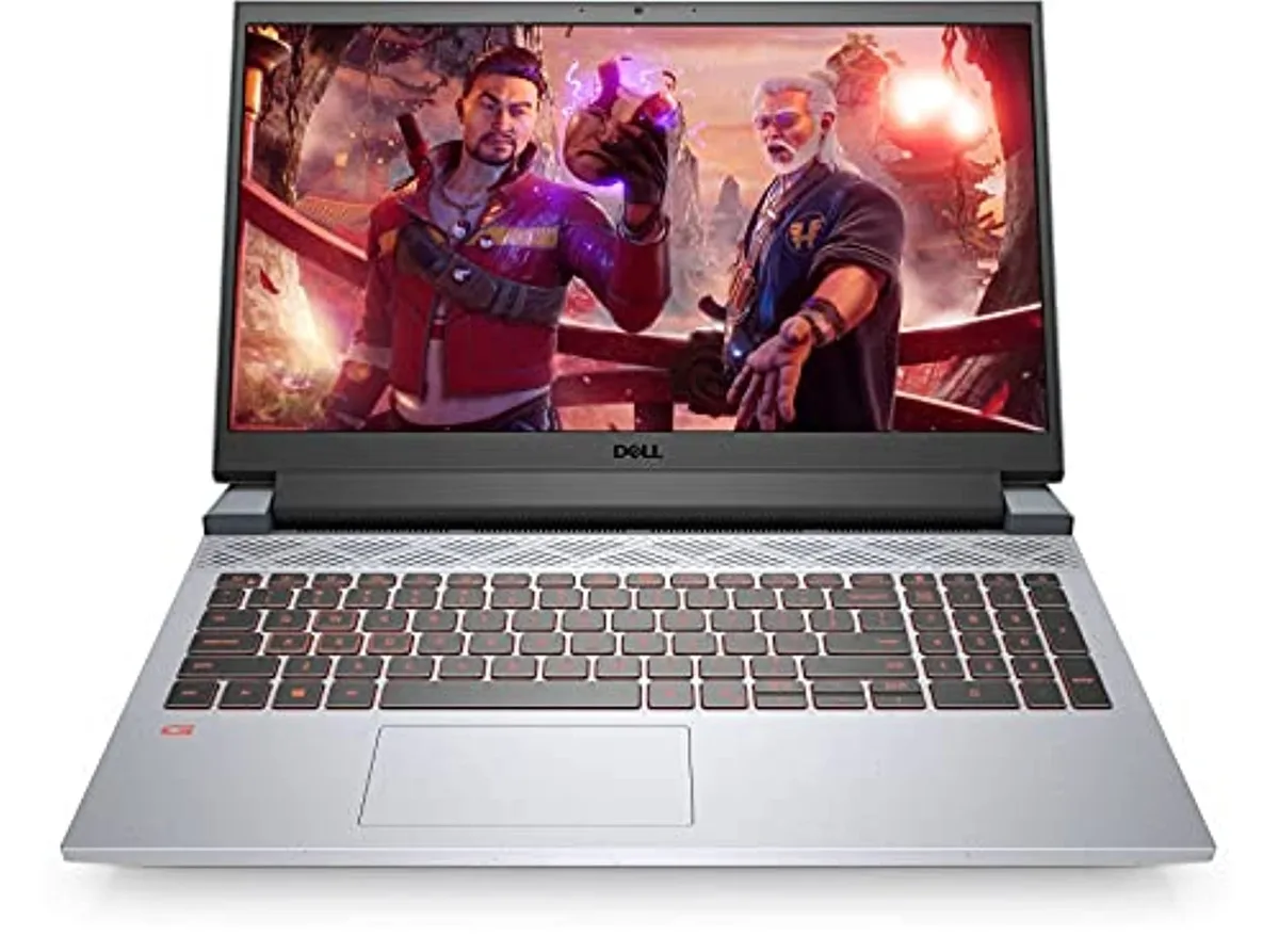 Dark grey Dell G5 15 laptop closed showing lid finish