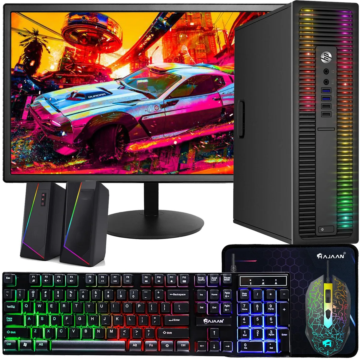 HP HP ProDesk 600G1 RGB desktop PC i5-4570 3.2GHz 16GB DDR3 500GB SSD 22" monitor — photo du produit