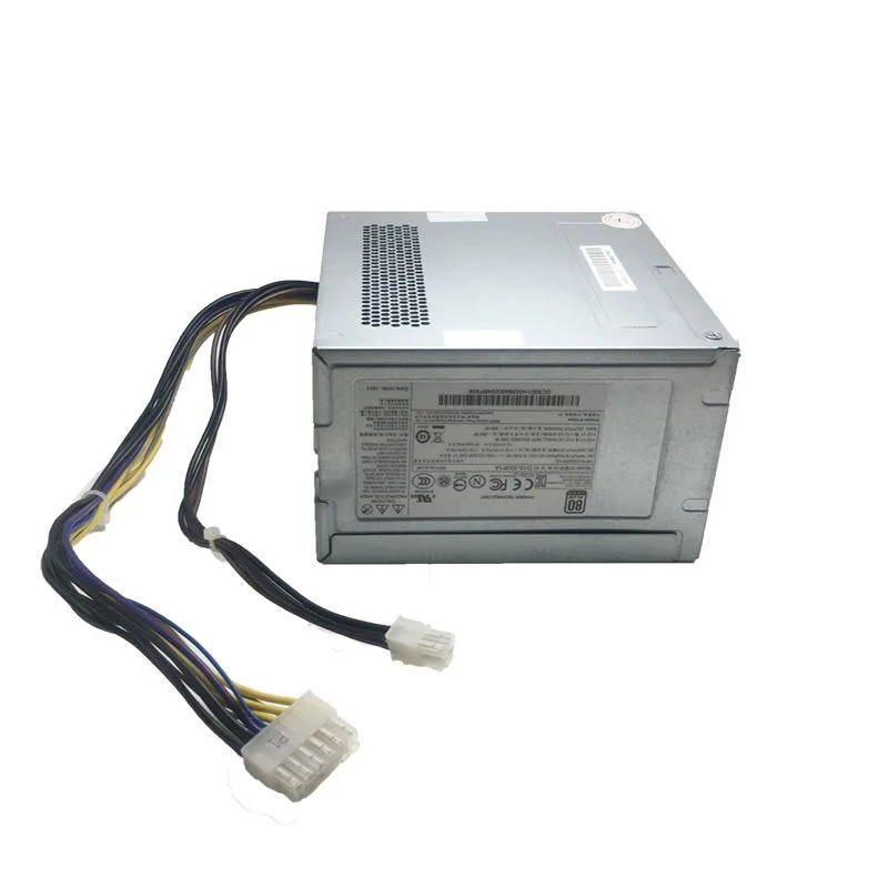 Rectangular ATX power supply unit with metal casing and 12-pin connector