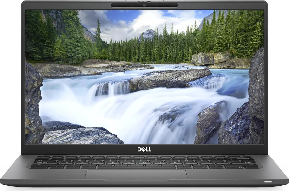 Silver Dell Latitude 7420 14 inch laptop closed showing lid and hinge