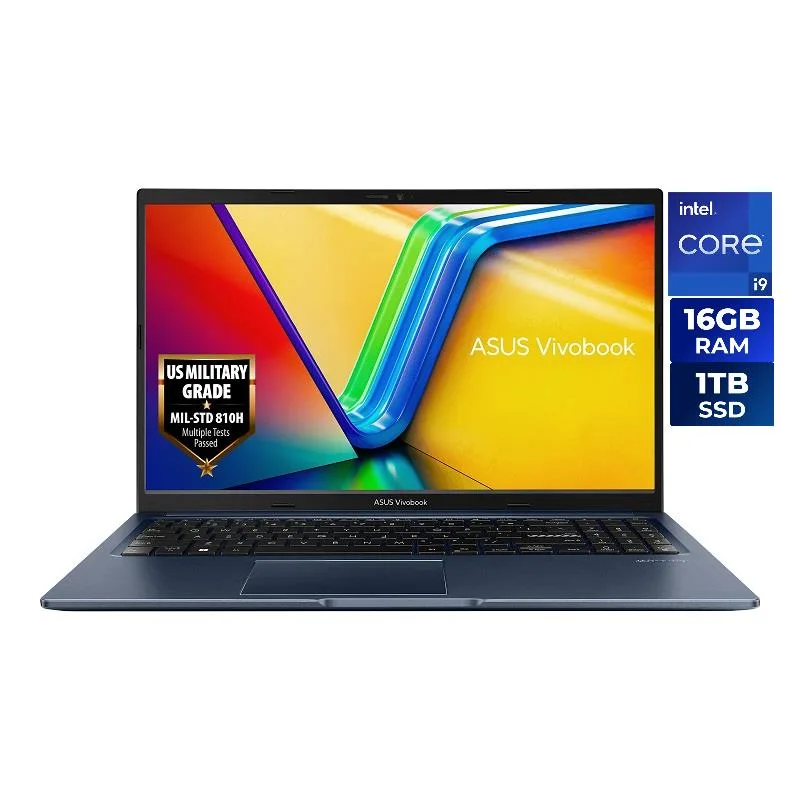 ASUS VivoBook 15.6 inch laptop in Quiet Blue plastic finish with fingerprint reader