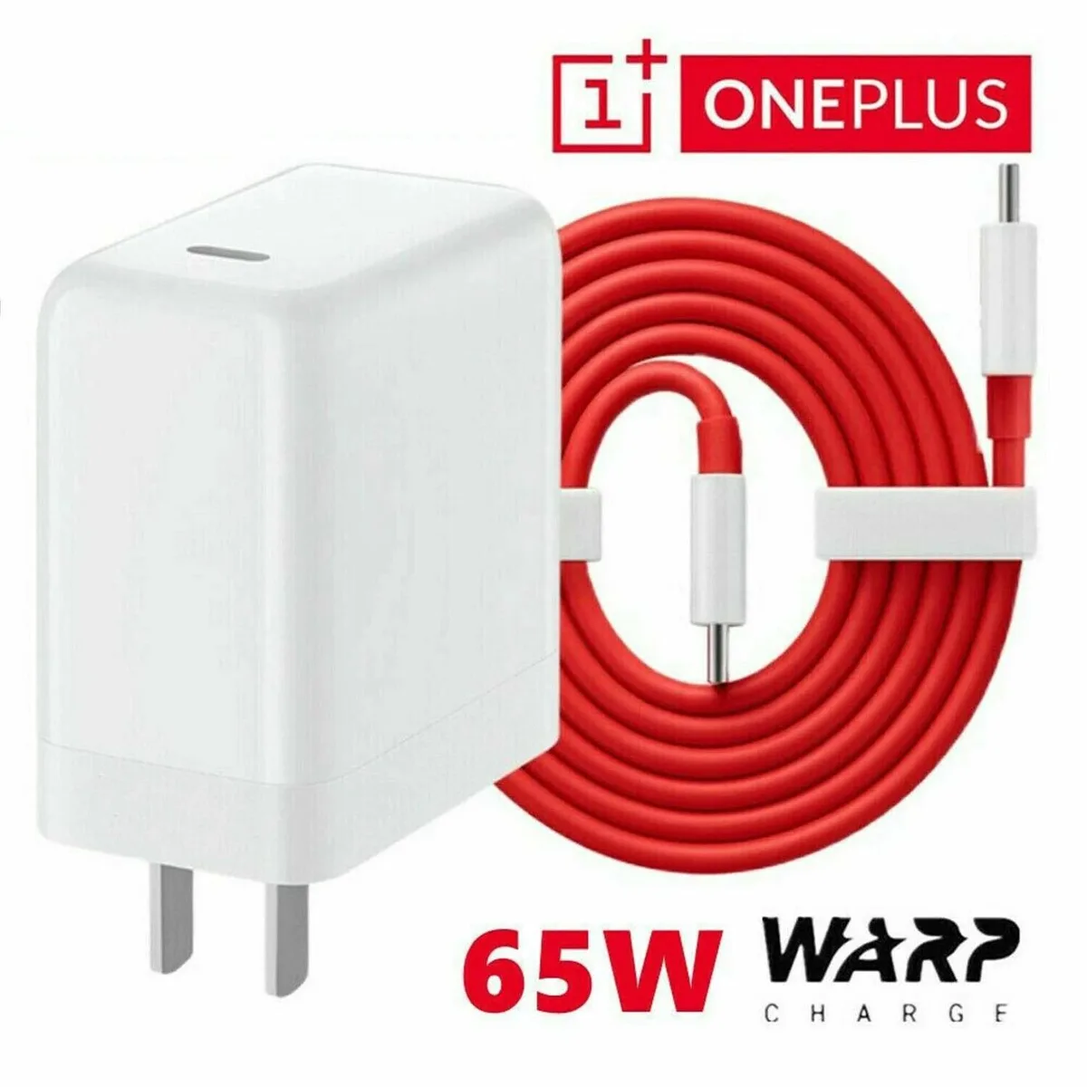 RAYBESTOS UNBRANDED RAYBESTOS UNBRANDED 65W OnePlus Warp Charger USB-C Cable 3ft White — תמונת המוצר