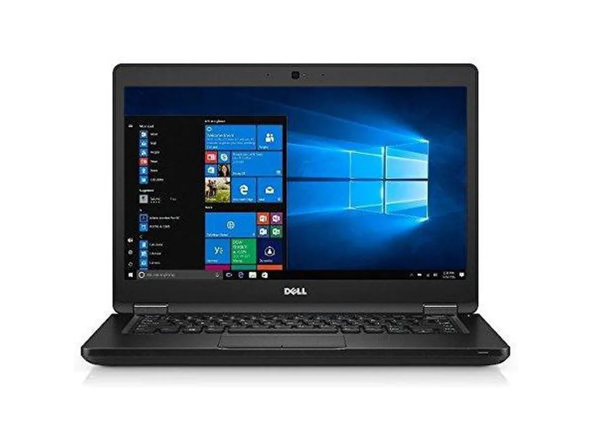 Black Dell Latitude 5480 laptop, 14 inch non-touch FHD screen, visible wear on lid