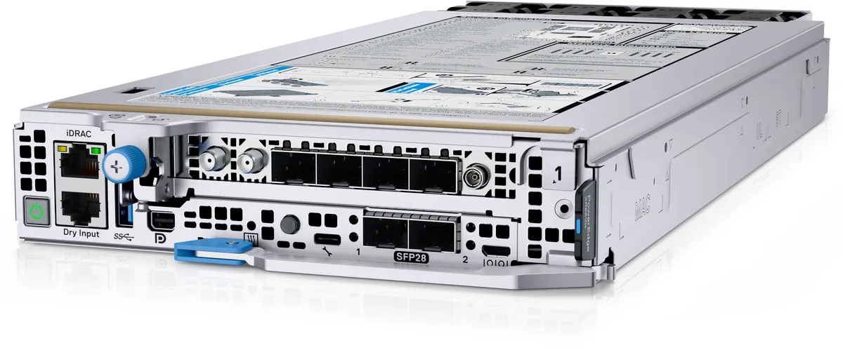 Silver 1U rack server with front drive bays and ventilation slots
