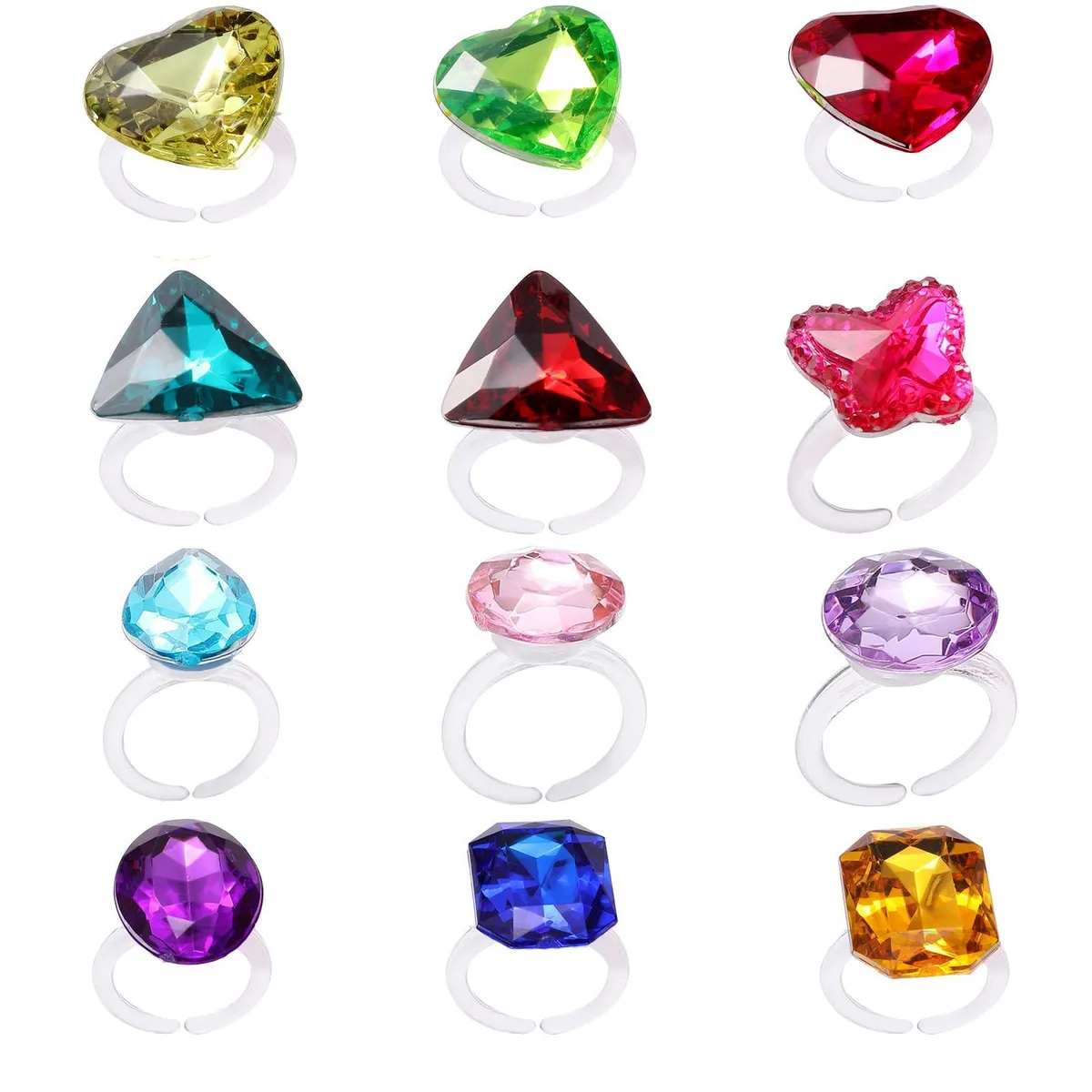 RICHNESS LX1901 ring 12pcs adjustable rhinestone plastic — صورة المنتج