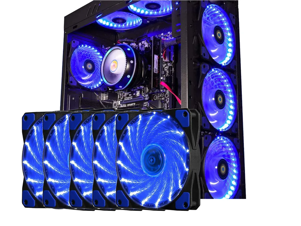 sakose sakose 12025-LED 120mm case fan 15 LED 16dB 1100RPM 12VDC 4-pin Molex 10-pack — foto produk
