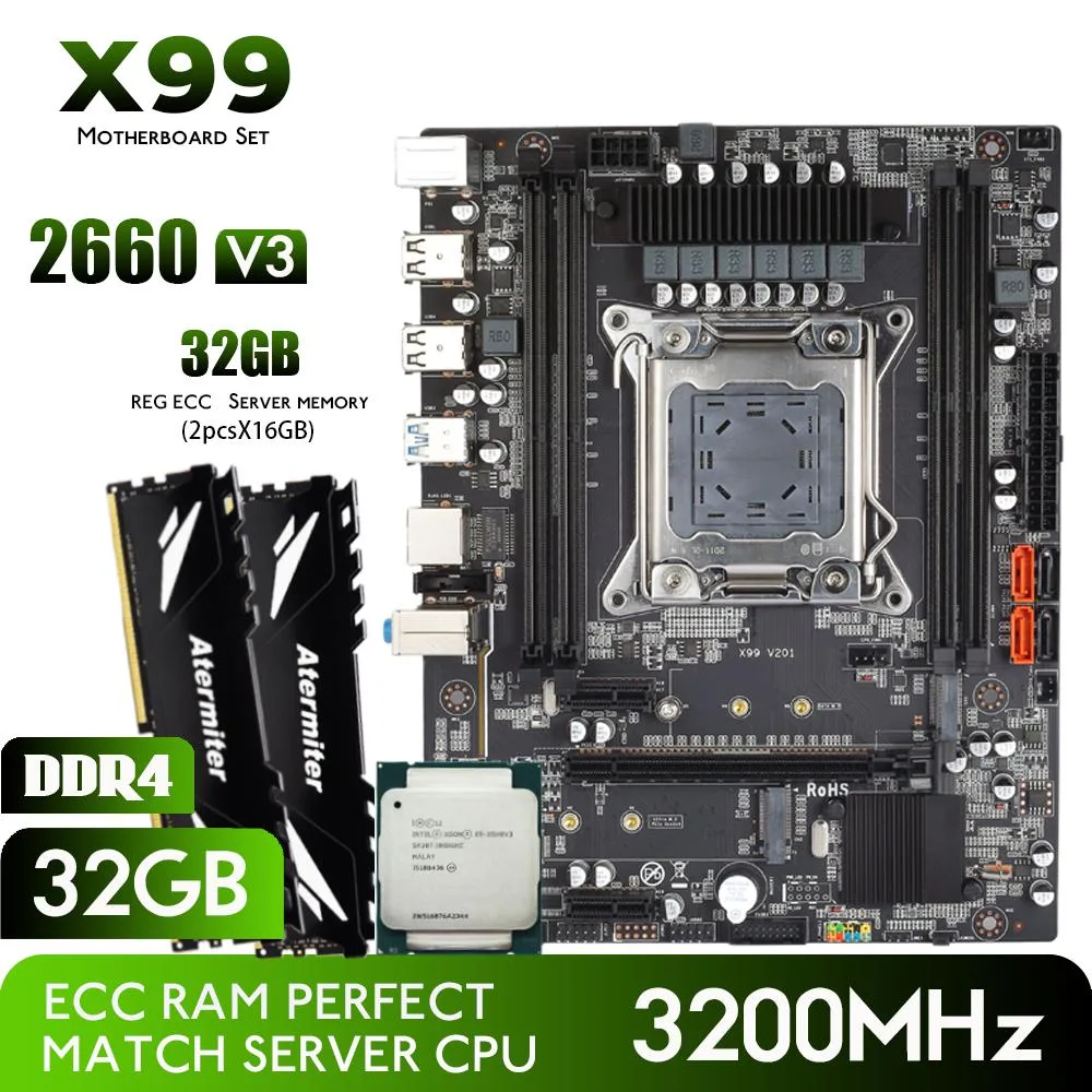 Atermiter Atermiter AT-X99 Intel motherboard with Xeon E5-2660 V3 and 32GB DDR4 REG ECC — photo du produit