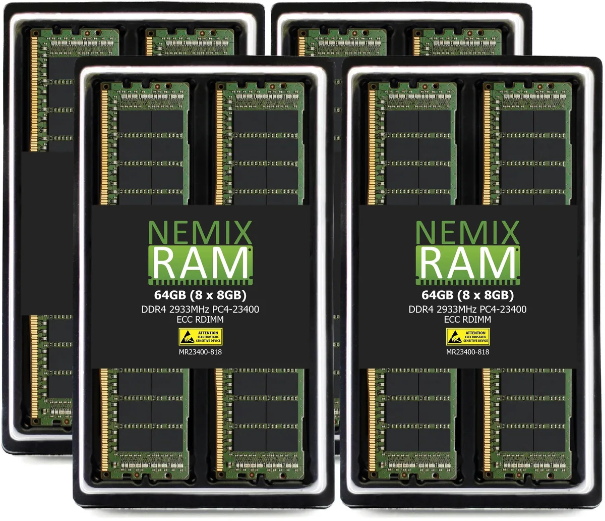NEMIX RAM NEMIX RAM 64GB 8x8GB DDR4 2933 ECC RDIMM CL21 1.2V 288-Pin ASRock Rack ROMED8-2T — photo du produit