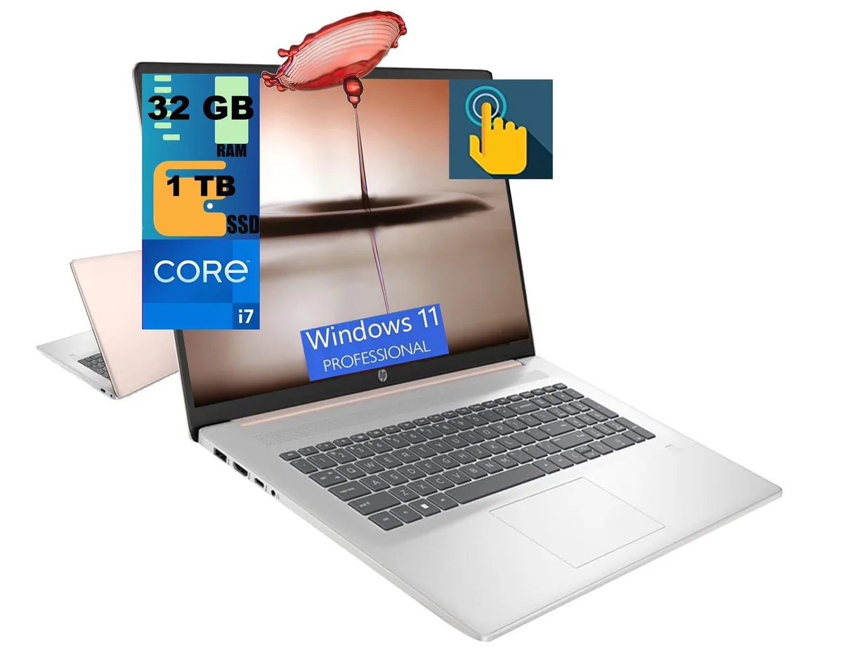 HP HP 17 laptop i7-1355U 10-core 32GB 1TB PCIe 17.3" HD+ touchscreen Gold — product photo