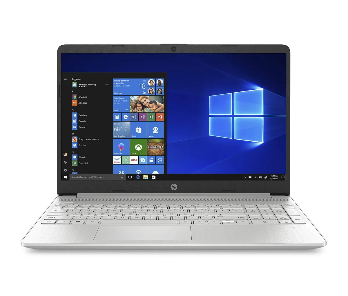 Silver 15.6 inch touchscreen laptop with thin micro-edge bezel