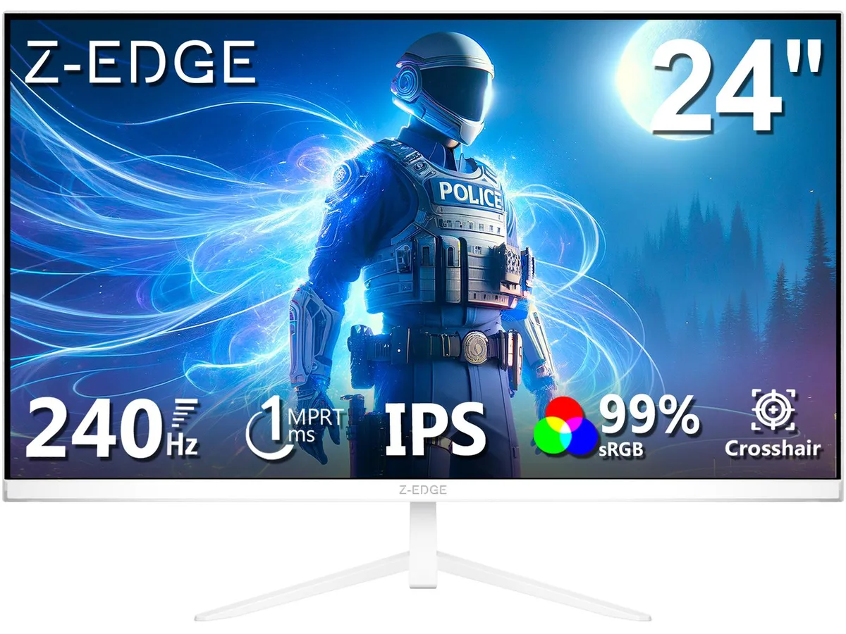 Z-EDGE Z-EDGE UG24PJ White 24" FHD 1920x1080 240Hz 1ms IPS gaming monitor — product photo