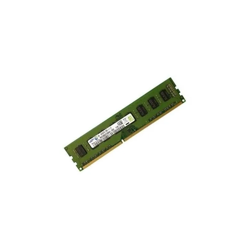 Green circuit board with black memory chips and gold edge connectors