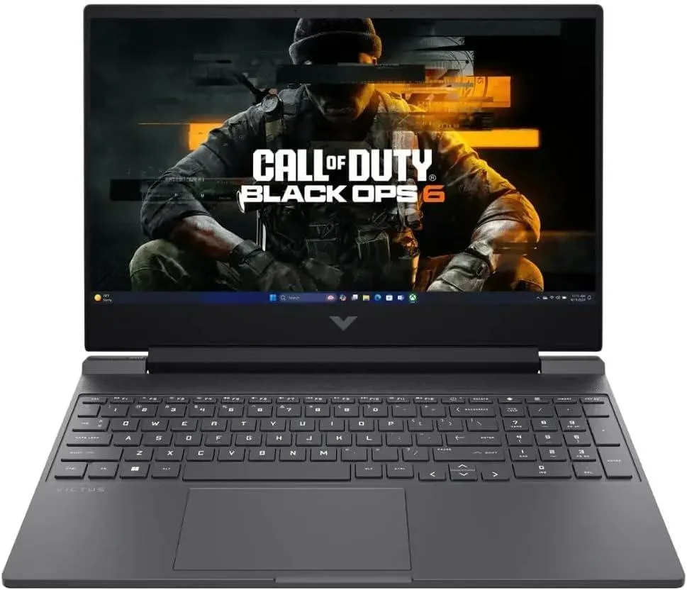 Black 15.6 inch gaming laptop with backlit keyboard and numeric keypad