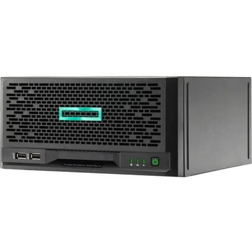 Compact silver ultra micro tower server with four front drive bays