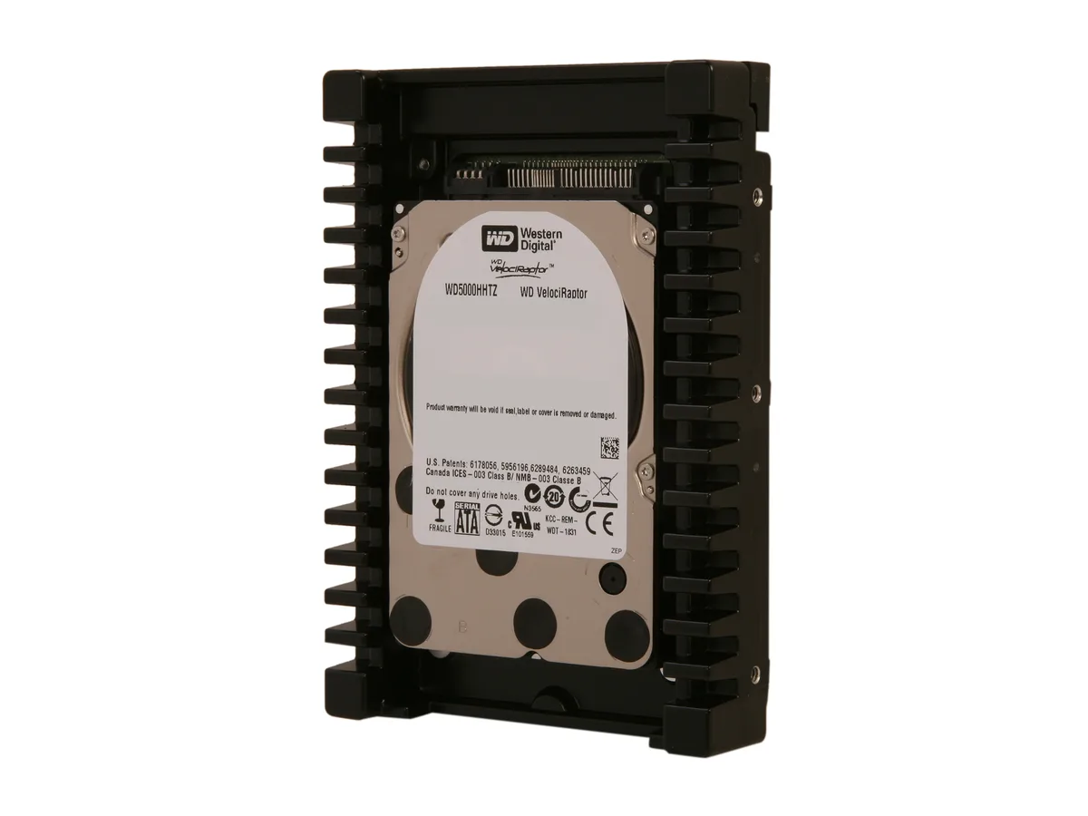 Silver 3.5 inch bare hard drive with IcePack frame and circuit board visible