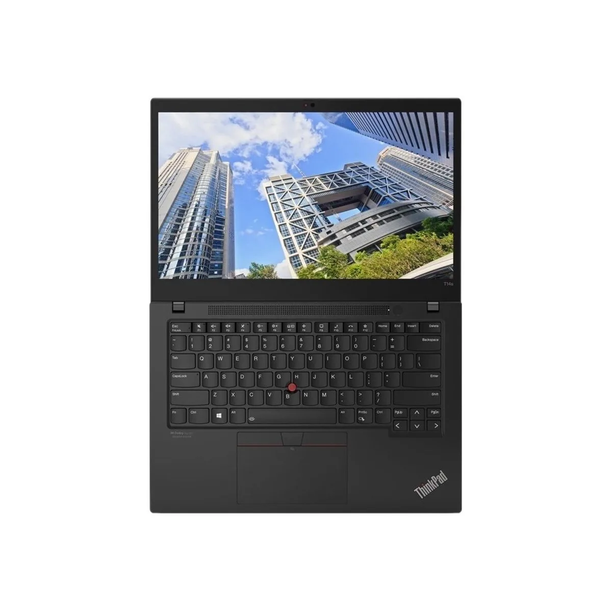 Black 14-inch ThinkPad T14s Gen 2 laptop with touchscreen display, closed clamshell form factor, matte finish